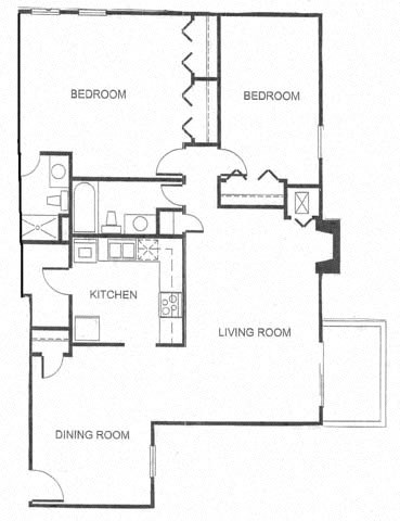 Floor plan for 2 beds, 2 baths, 1500 sqft